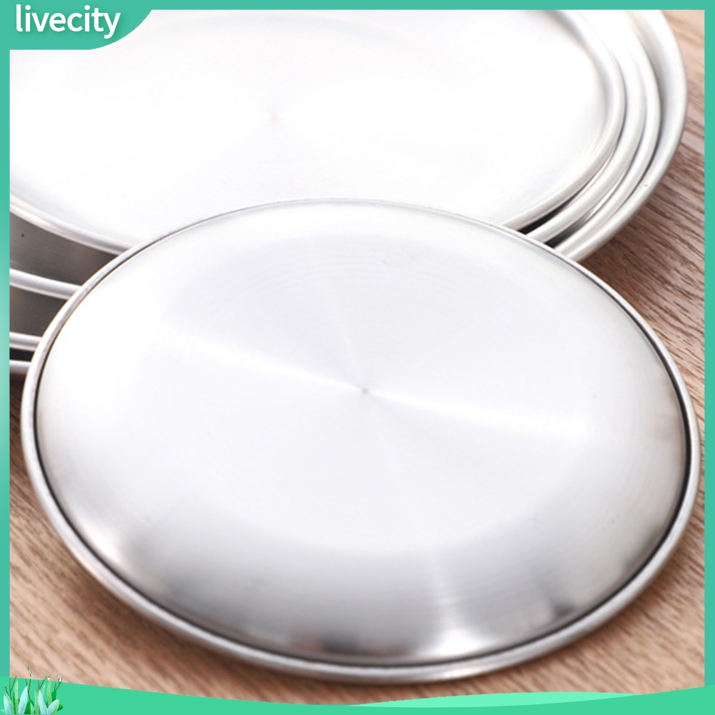 Đĩa Tròn Bằng Thép Không Gỉ Đựng Bánh Pizza / Trái Cây Tiện Dụng