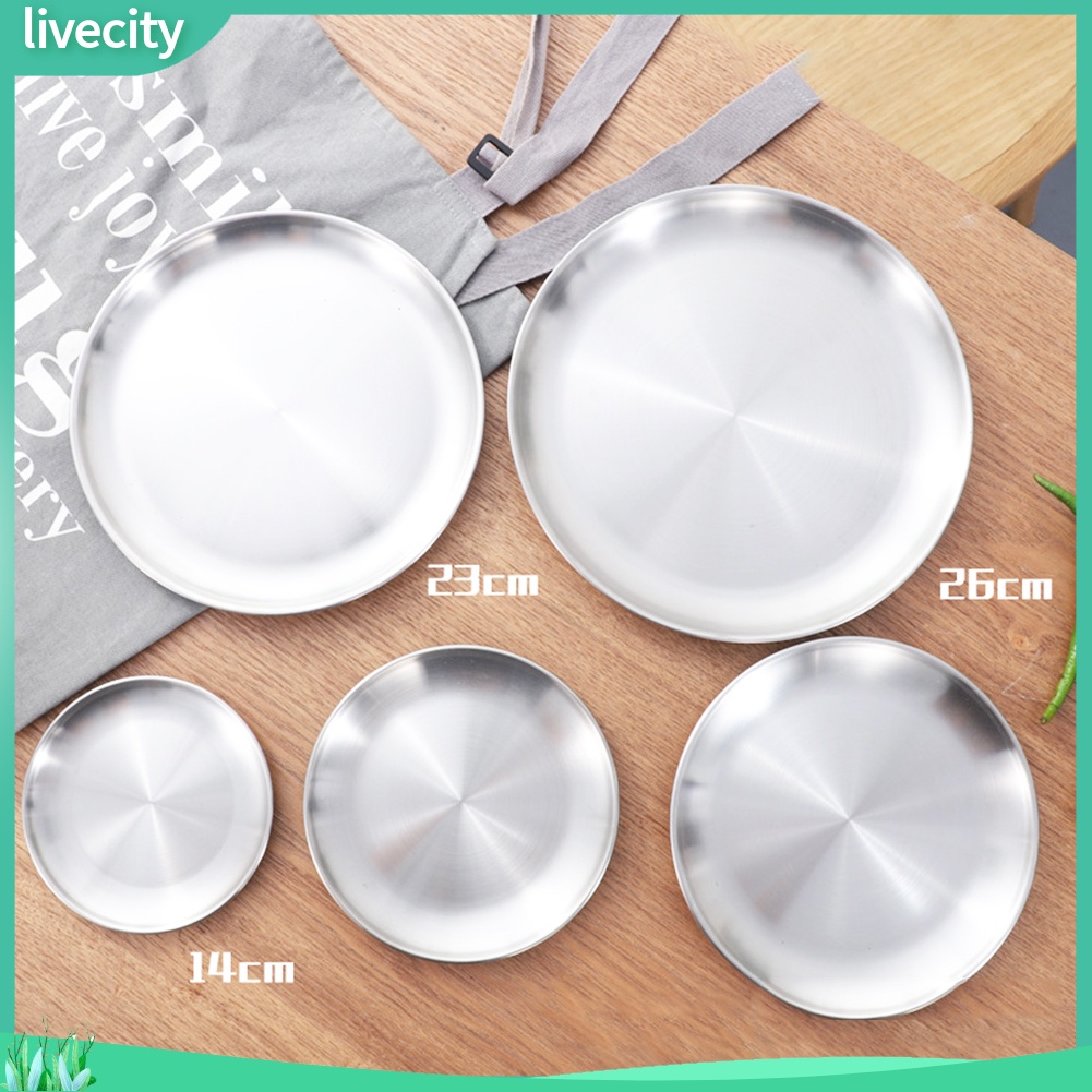 Đĩa Tròn Bằng Thép Không Gỉ Đựng Bánh Pizza / Trái Cây Tiện Dụng