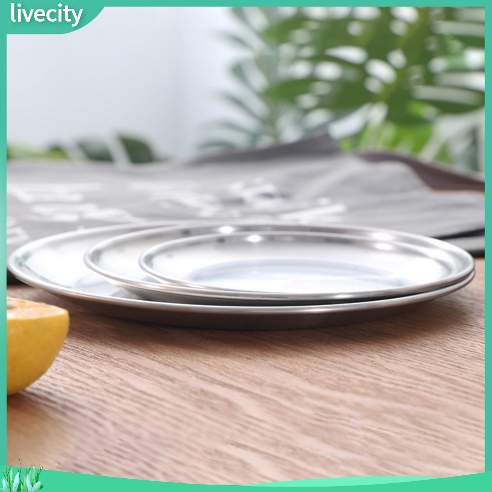 Đĩa Tròn Bằng Thép Không Gỉ Đựng Bánh Pizza / Trái Cây Tiện Dụng