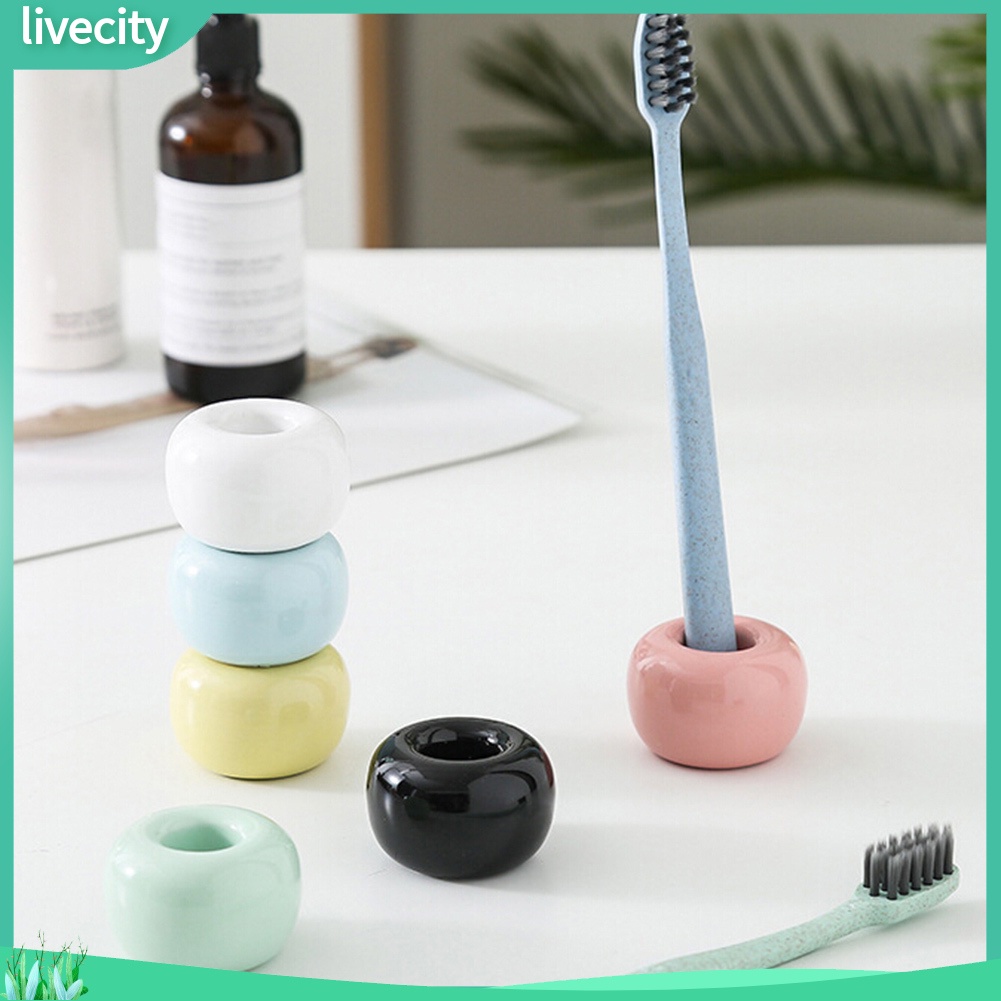{livecity} Đồ giữ bàn chải đánh răng bằng sứ mini đẹp mắt tiện dụng cho nhà cửa