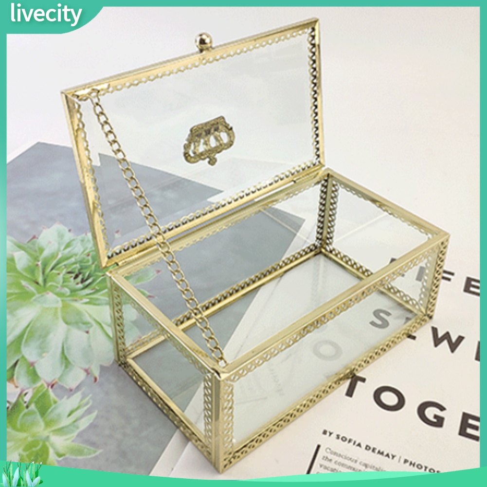 {livecity} Hộp Đựng Trang Sức Bằng Thủy Tinh Trong Suốt