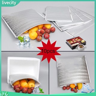 {livecity} Set 10 Túi Lá Nhôm Cách Nhiệt Đựng Thức Ăn Tiện Lợi