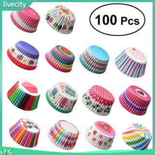 Set 100 cốc giấy đựng bánh cupcake