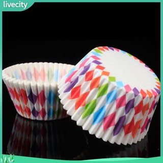 {livecity} Set 100 Cốc Giấy Đựng Bánh Cupcake