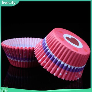 {livecity} Set 100 Cốc Giấy Đựng Bánh Cupcake
