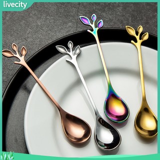 {livecity} Muỗng cà phê hình lá chất liệu hợp kim không gỉ