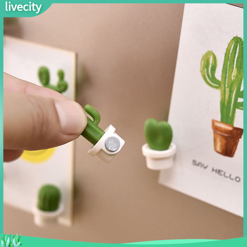 Set 6 nam châm dán tủ lạnh thiết kế hình cây xương rồng hoạt hình đáng yêu