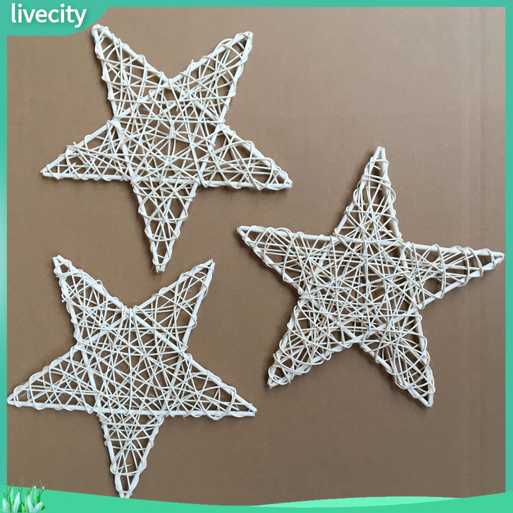{livecity} Phụ kiện trang trí lễ giáng sinh hình ngôi sao chất liệu mây DIY