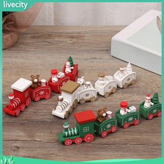 {livecity} Đồ chơi mô hình xe lửa/ người tuyết/ gấu gỗ dễ thương phù hợp làm quà tặng cho bé