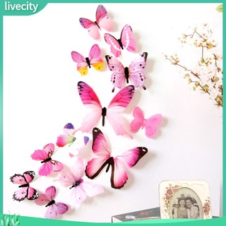 {livecity} 12 Nhãn Dán Trang Trí Tường Hình Bướm 3d