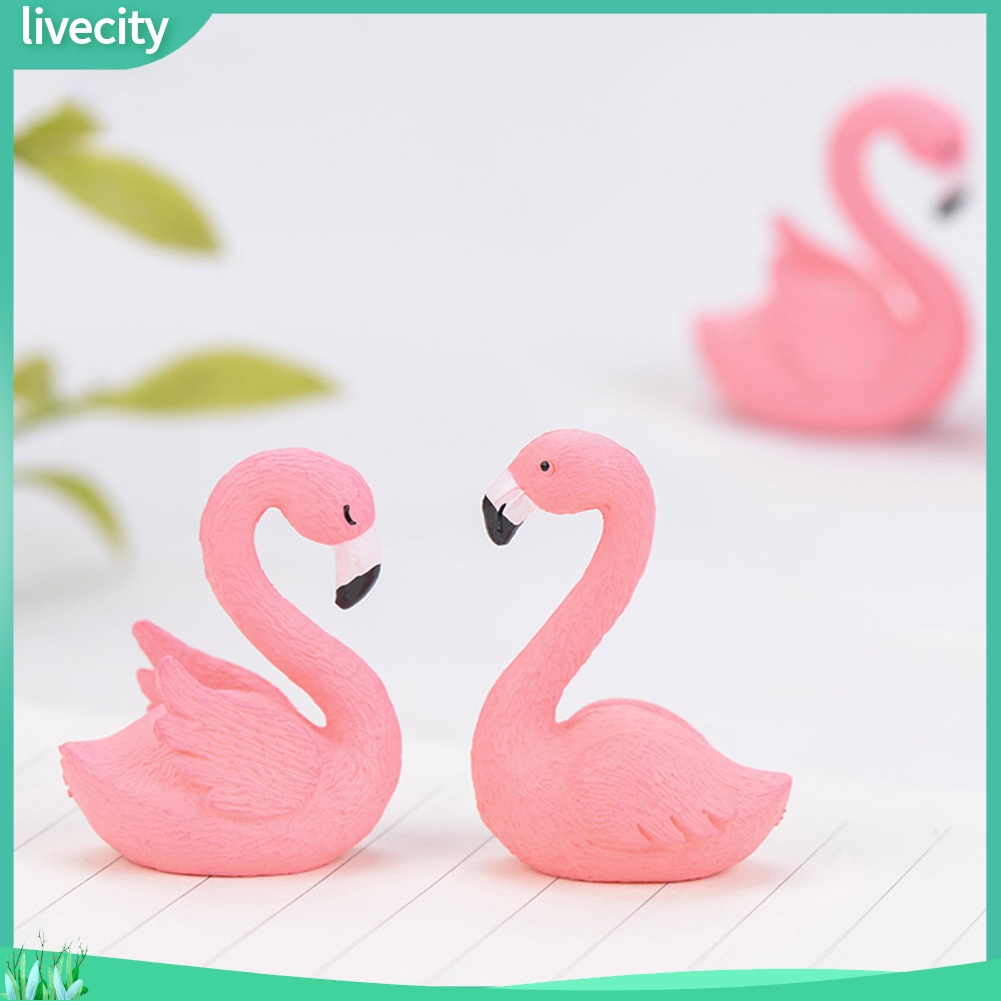 {livecity} Mô Hình Chim Hồng Hạc Mini Trang Trí Sân Vườn