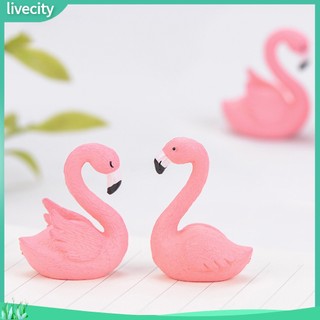 {livecity} Mô Hình Chim Hồng Hạc Mini Trang Trí Sân Vườn