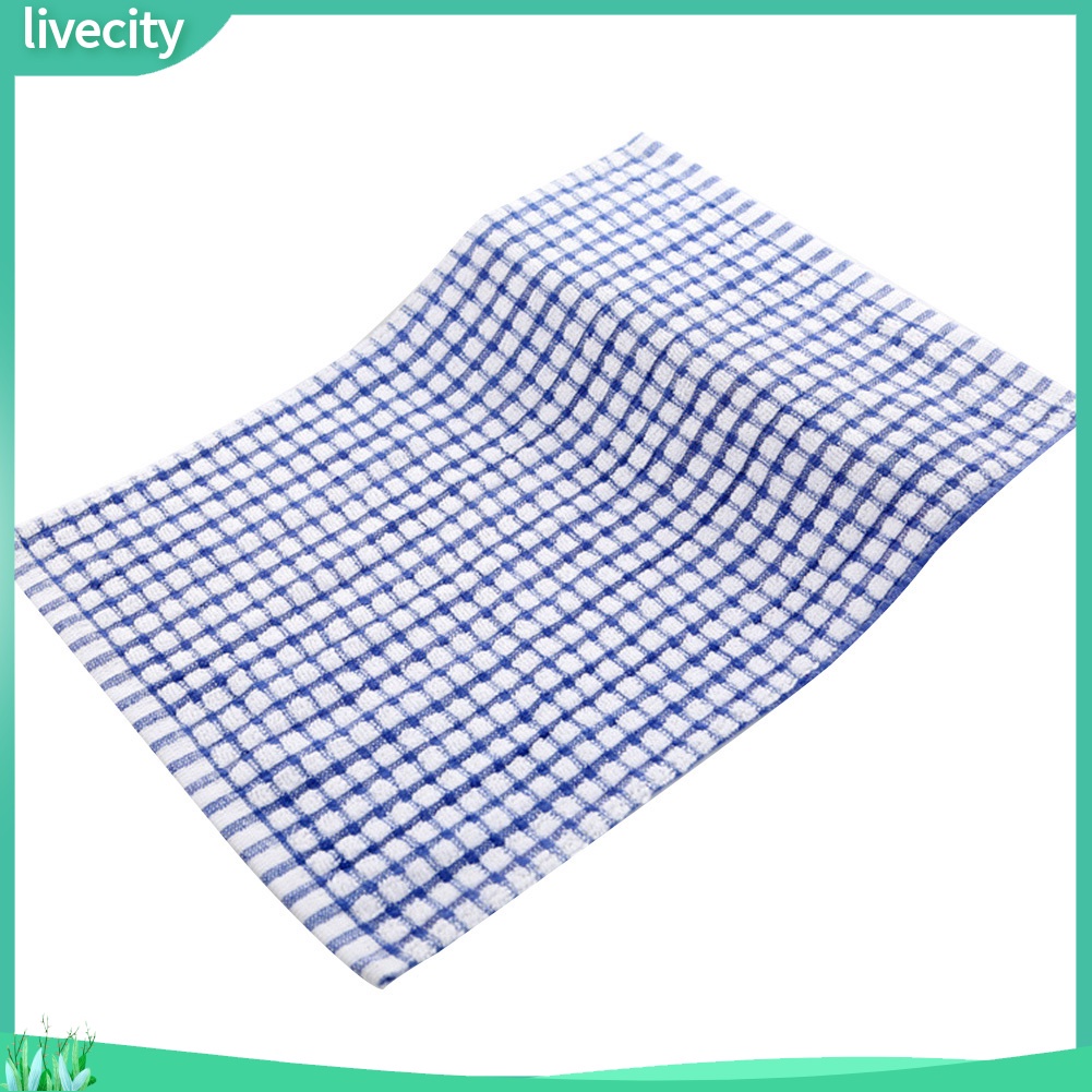 Khăn lau vải cotton họa tiết kẻ sọc caro tiện dụng