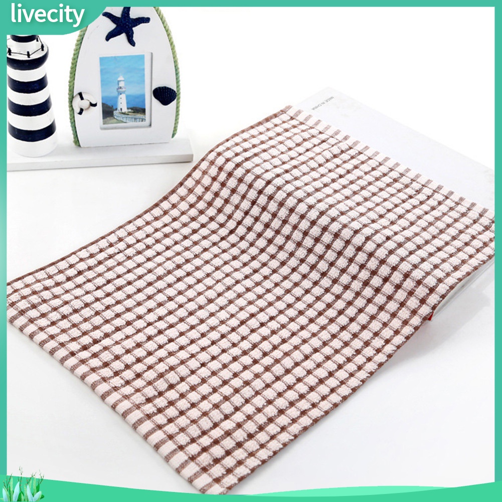 Khăn lau vải cotton họa tiết kẻ sọc caro tiện dụng