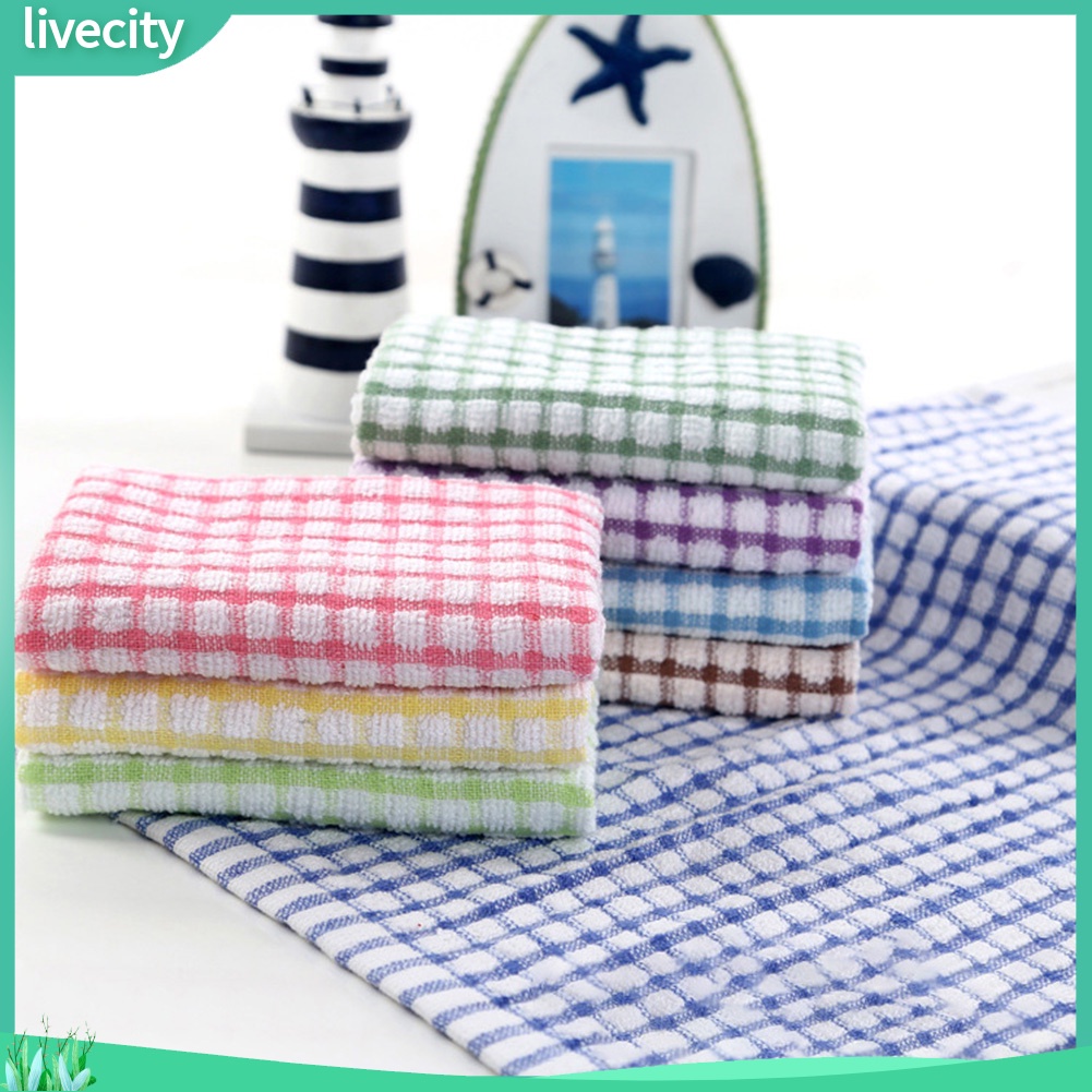 Khăn lau vải cotton họa tiết kẻ sọc caro tiện dụng