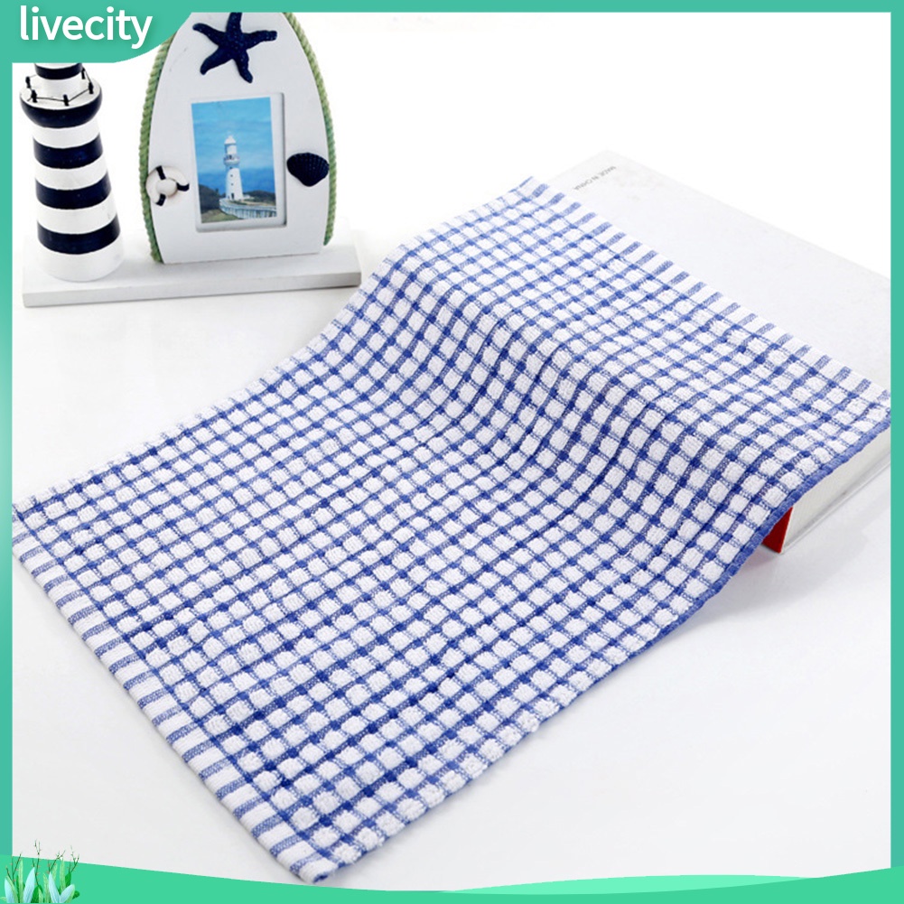 Khăn lau vải cotton họa tiết kẻ sọc caro tiện dụng