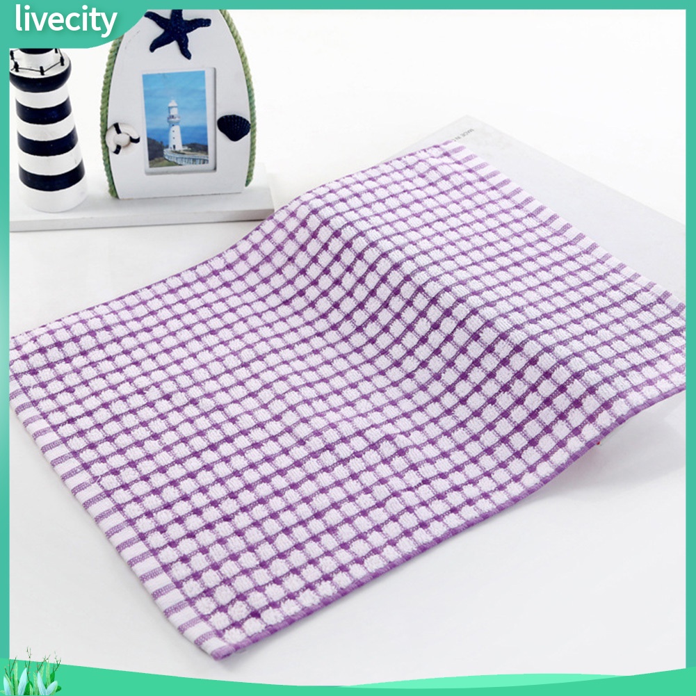 Khăn lau vải cotton họa tiết kẻ sọc caro tiện dụng