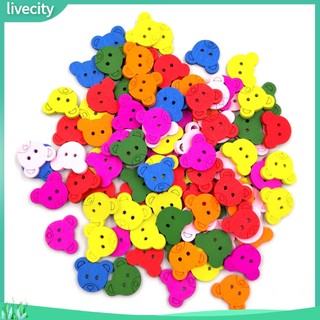 Set 100 nút gỗ hình gấu dễ thương trang trí sổ tay