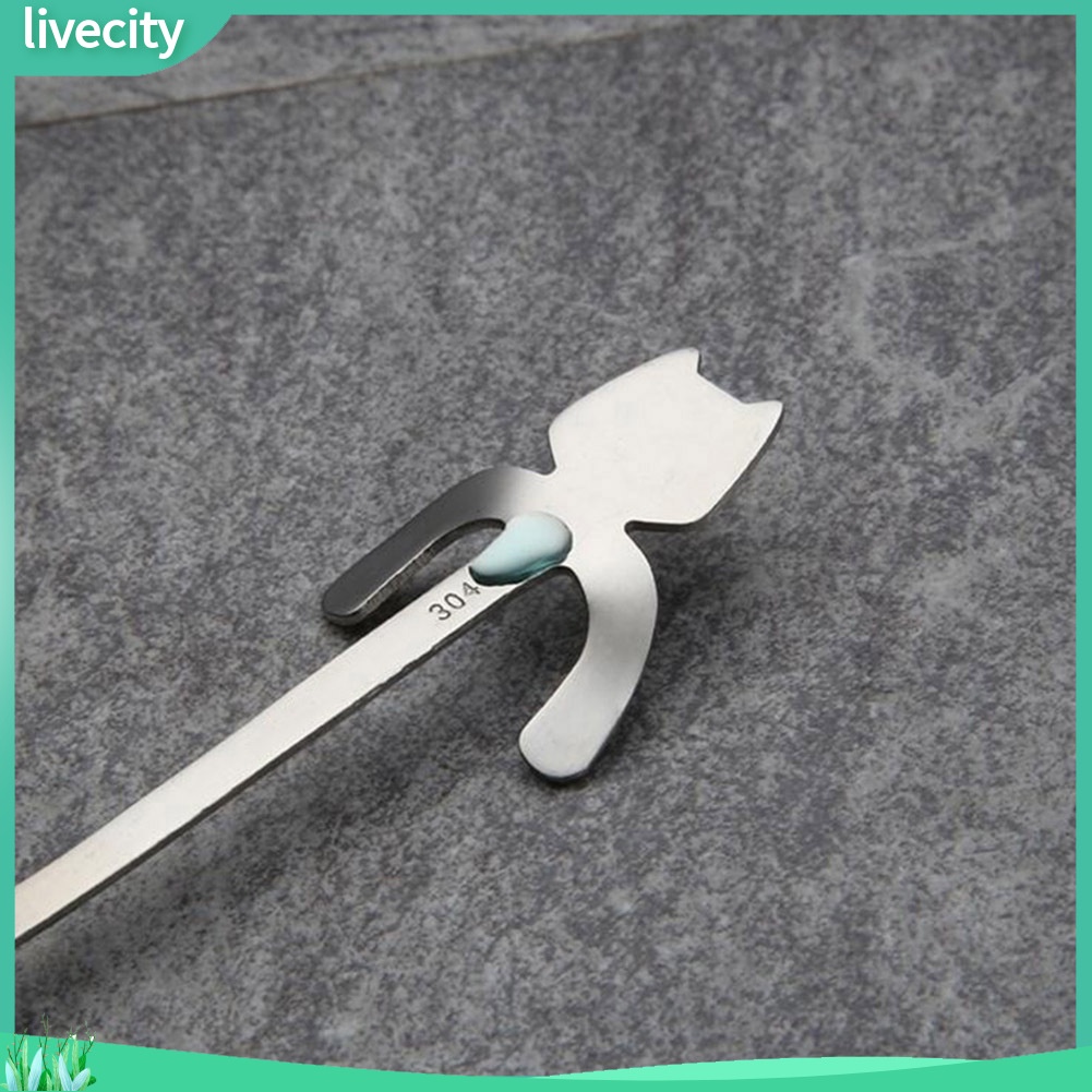 Muỗng tay cầm dài bằng inox kiểu hoạt hình mèo dễ thương