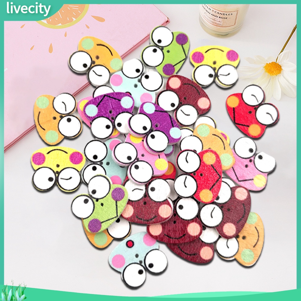 {livecity} 50 Nút Gỗ Hình Con Ếch Đầy Màu Sắc