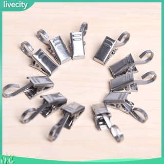 {livecity} Bộ 10 Kẹp Kim Loại Treo Rèm Tắm Bền Tiện Dụng
