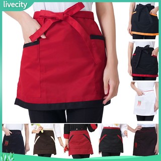 {livecity} Tạp dề nấu ăn dáng ngắn mềm mại đeo eo có dây buộc tiện lợi cho nhà bếp