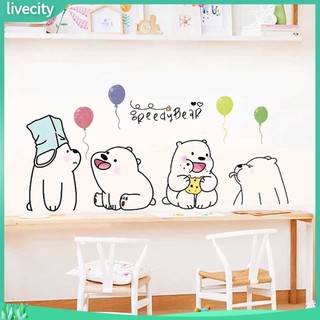 {livecity} Sticker Dán Tường Hình Chú Gấu Lười Dễ Thương Dùng Trang Trí Phòng Bé