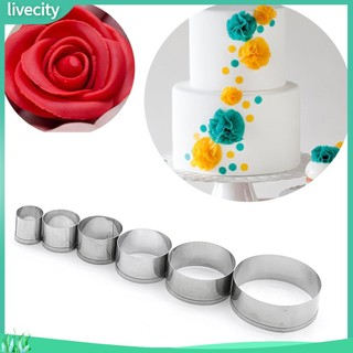 {livecity} Bộ 6 khuôn làm bánh hình tròn bằng inox tiện dụng