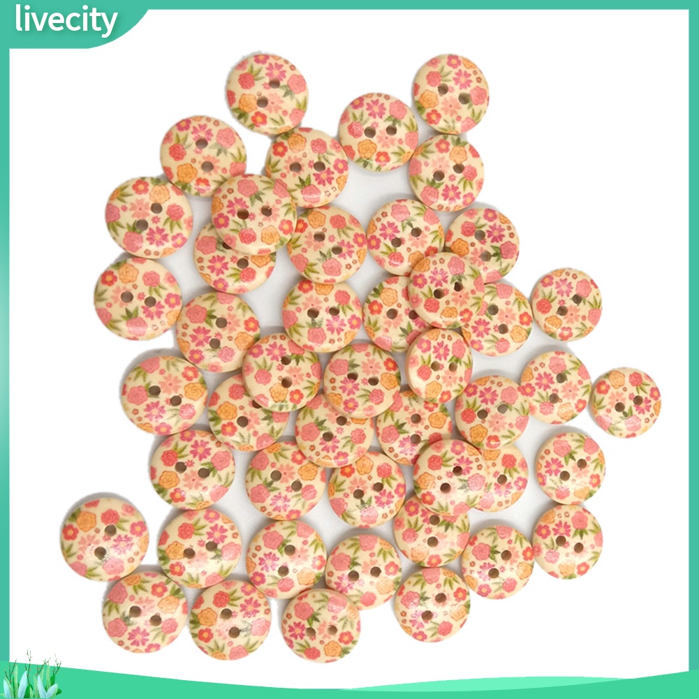 Set 100 Nút Gỗ 2 Lỗ Hình Bông Hoa Chuyên Dụng Cho May Vá