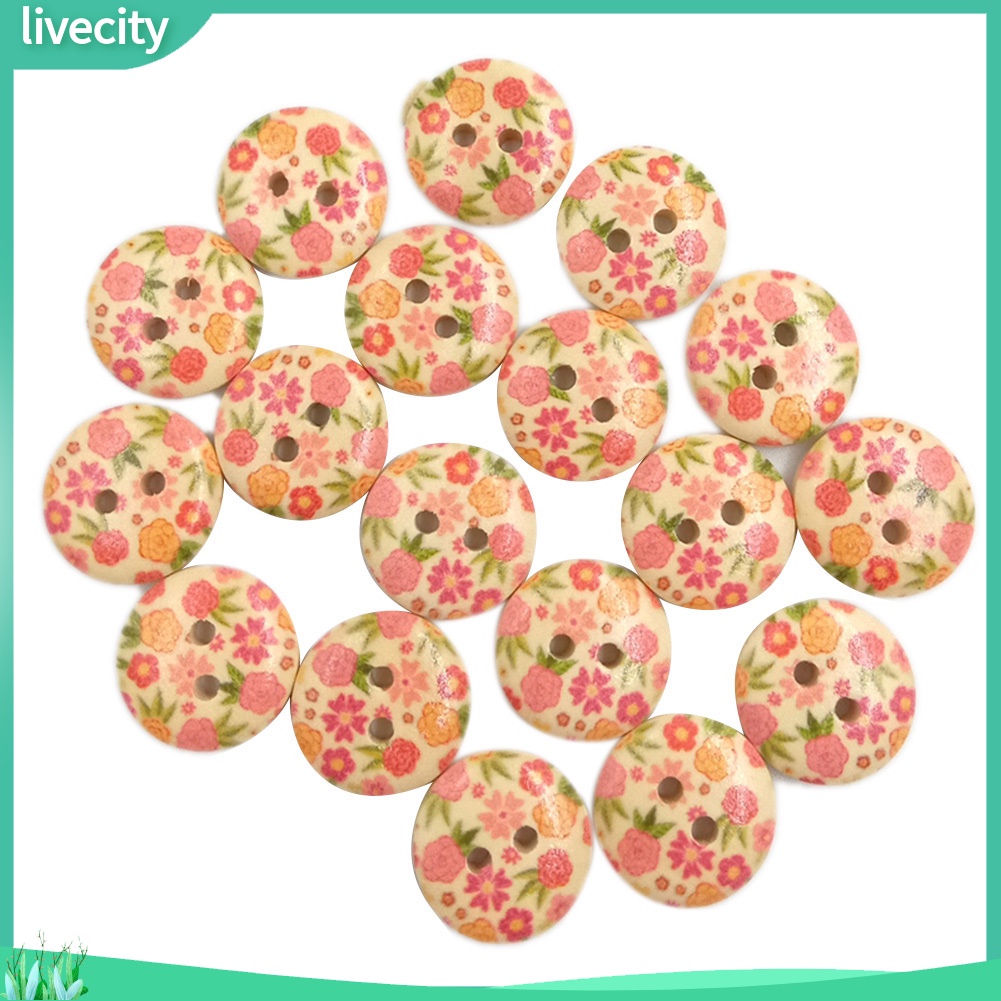 Set 100 Nút Gỗ 2 Lỗ Hình Bông Hoa Chuyên Dụng Cho May Vá