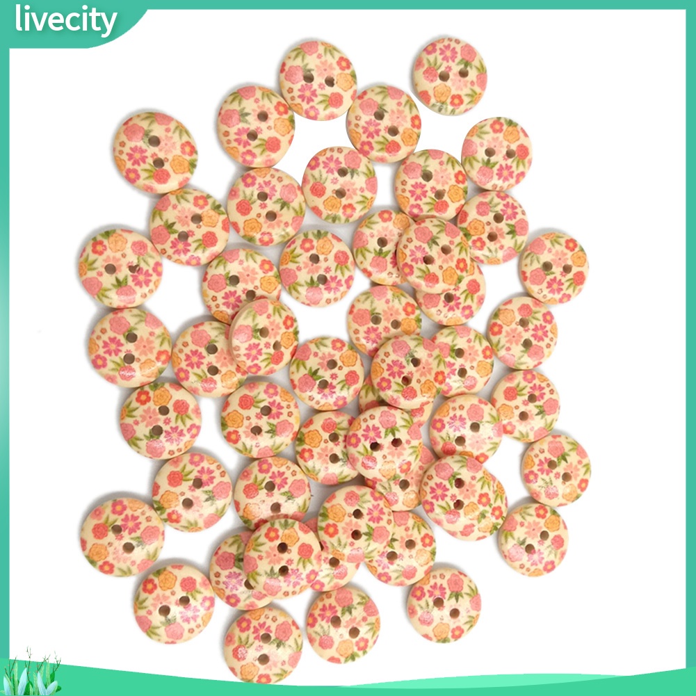 Set 100 Nút Gỗ 2 Lỗ Hình Bông Hoa Chuyên Dụng Cho May Vá