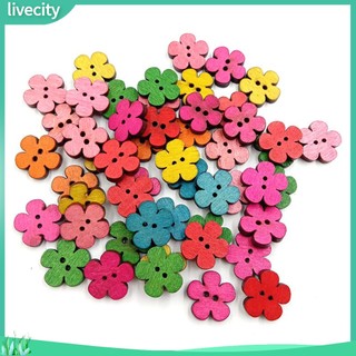 {livecity} Gói 100 nút gỗ may vá DIY hình hoa mận
