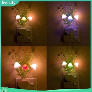 Livecity Lãng Mạn Cảm Biến Nhiều Màu Sắc LED Nấm Đèn Tường Đèn Ngủ Trang Trí Phòng Ngủ Nhà