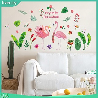 {livecity} Nhãn dán tường hình chim hồng hạc trang trí đẹp mắt