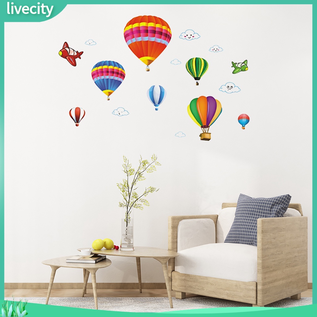 {livecity} Miếng dán tường hình những khinh khí cầu đủ màu dễ thương cho phòng bé