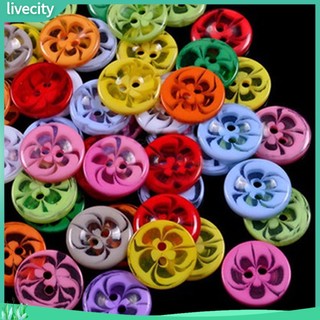Bộ 100 nút hoa 2 lỗ nhiều màu