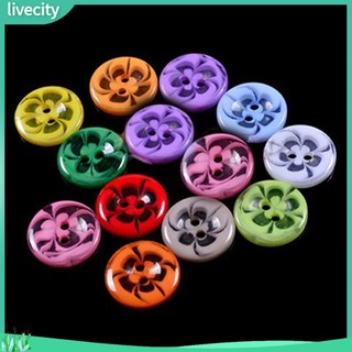 {livecity} Bộ 100 nút hoa 2 lỗ nhiều màu