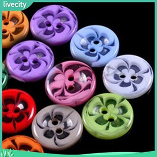 {livecity} Bộ 100 nút hoa 2 lỗ nhiều màu