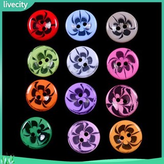 {livecity} Bộ 100 nút hoa 2 lỗ nhiều màu