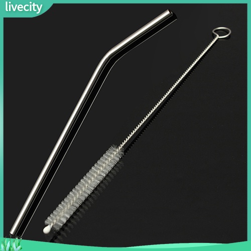 Ống hút thép không gỉ + bàn chải vệ sinh