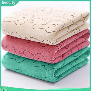 {livecity} Khăn Tắm Chất Liệu Vải Cotton Hình Thỏ Dễ Thương Cho Bé