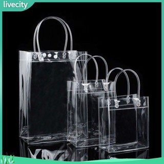 {livecity} Túi xách nhựa PVC trong suốt đơn giản tiện lợi