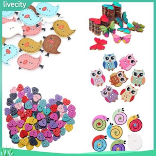 Set 50 nút gỗ hình chim cú trang trí scrapbook