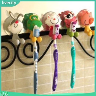 {livecity} Giá đựng bàn chải đánh răng hình hoạt họa bằng PVC tiện lợi