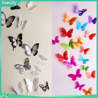 {livecity} Set 18 Decal Dán Tường Hình Bướm 3D