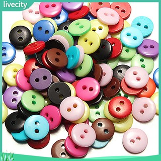{livecity} Bộ 100 Nút Nhựa 2 Lỗ Màu Ngọt Ngào
