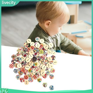 {livecity} Set 100 nút gỗ họa tiết 2 lỗ