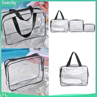 {livecity} Túi Đựng Mỹ Phẩm Trong Suốt Bằng Nhựa Pvc Có Khóa Kéo Tiện Dụng