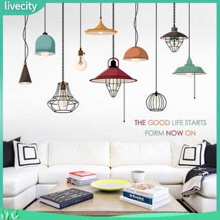 {livecity} Bộ 2 nhãn dán tường họa tiết đèn trần bắt mắt