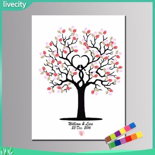 {livecity} Bộ tranh in vân tay tạo hình cây trang trí tiệc cưới kèm phụ kiện